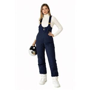 Vintage 1980s–90s Fera Black Quilted Ski Bib Overalls with stirrups 4 petite